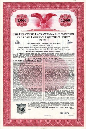 Delaware, Lackawanna and Western Railroad Co. Equipment Trust, Series J Bond